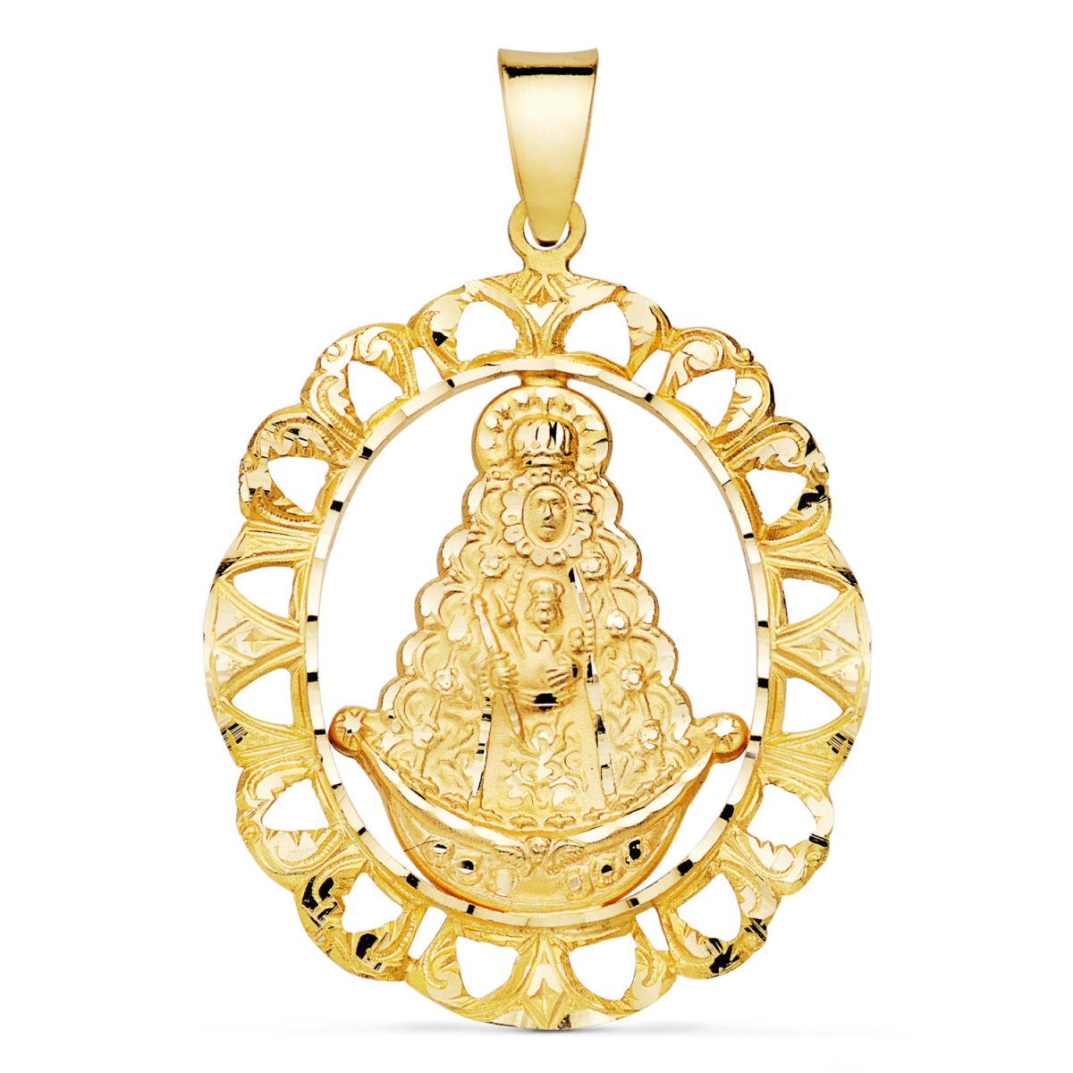 18K MEDALLA ORO AMARILLO VIRGEN ROCIO CERCO 39 X 37 MM 7