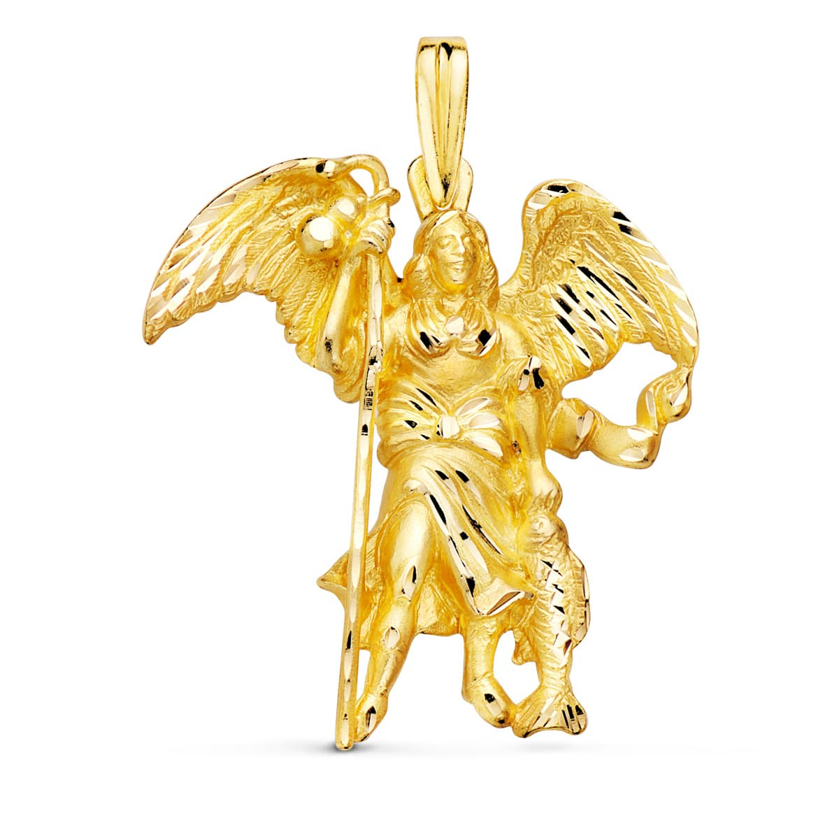 18K MEDALLA ORO AMARILLO SAN RAFAEL SILUETA 33X29 MM 7