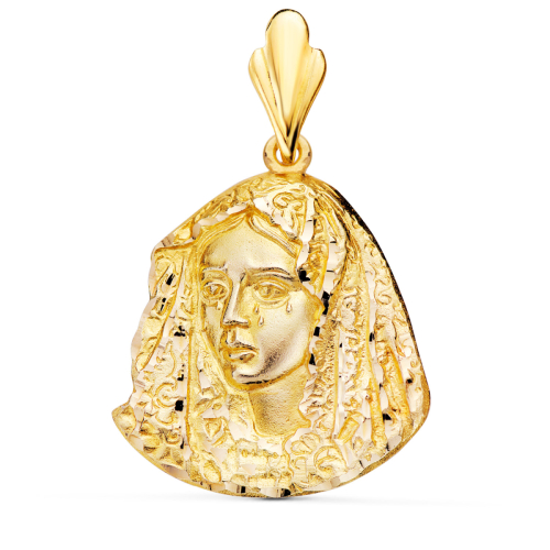 18K MEDALLA ORO AMARILLO SILUETA VIRGEN MACARENA 29X28 MM 9