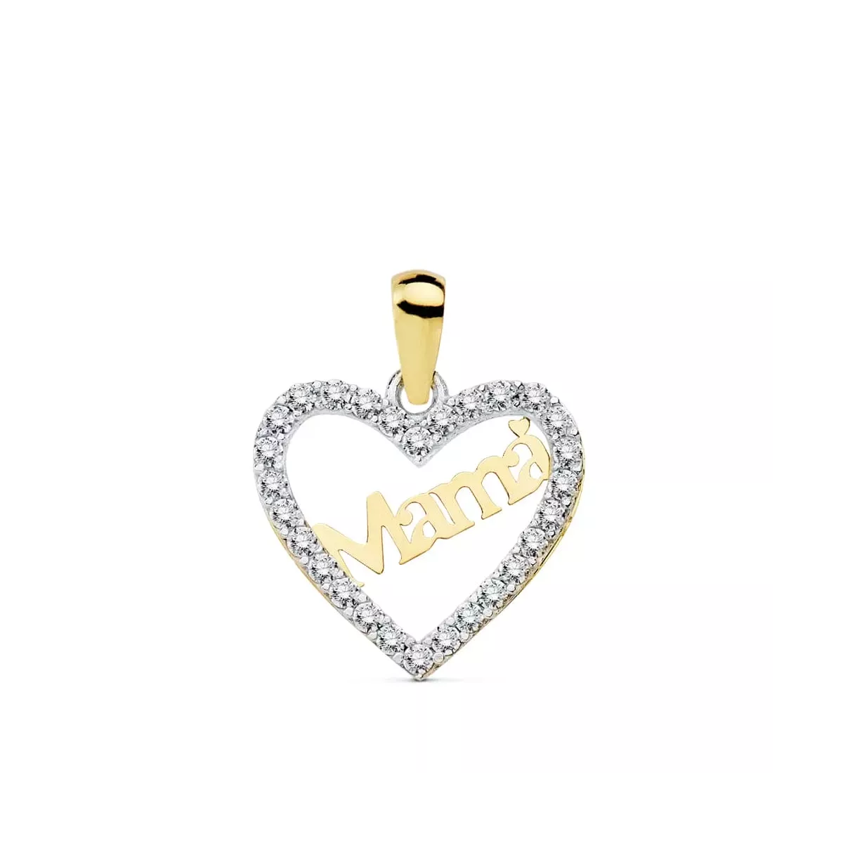 18K COLGANTE ORO BICOLOR CORAZON MAMA 15X13 MM 0