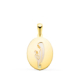 18K MEDALLA ORO AMARILLO VIRGEN MADRE OVAL CON NACAR BLANCO EN BRILLO. MEDIDA: 15X12 MM 0