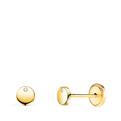 18K PENDIENTES ORO AMARILLO REDONDOS BRILLO CON CIRCONITA 4
