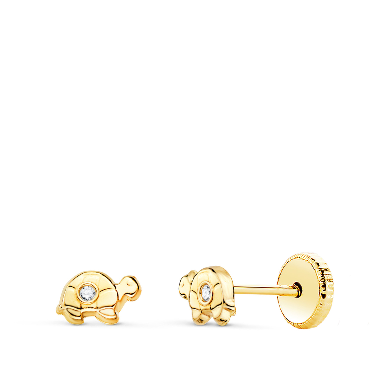 18K PENDIENTES ORO AMARILLO TORTUGA CON CIRCONITA 6 X 3