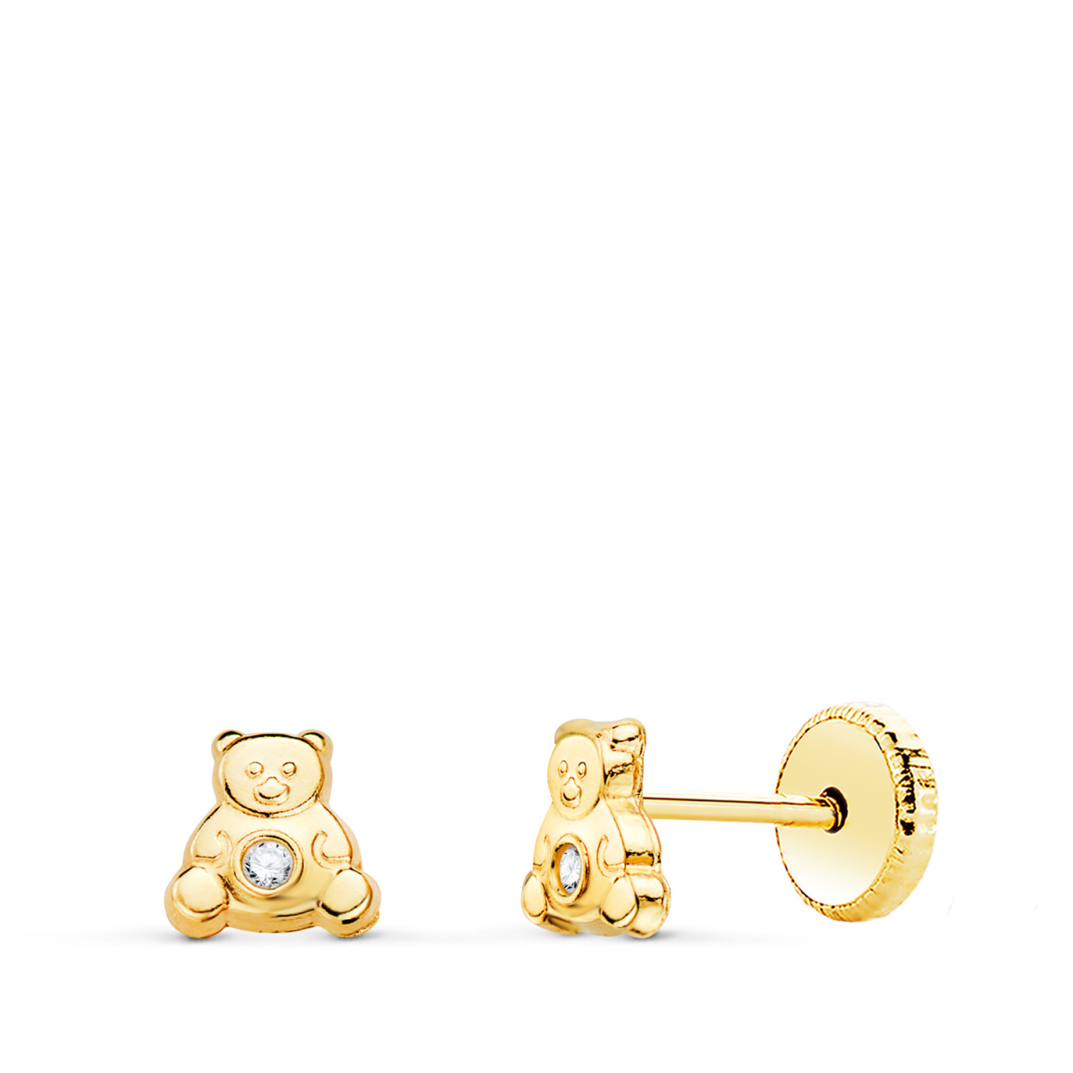18K PENDIENTES ORO AMARILLO OSO CON CIRCONITA 4