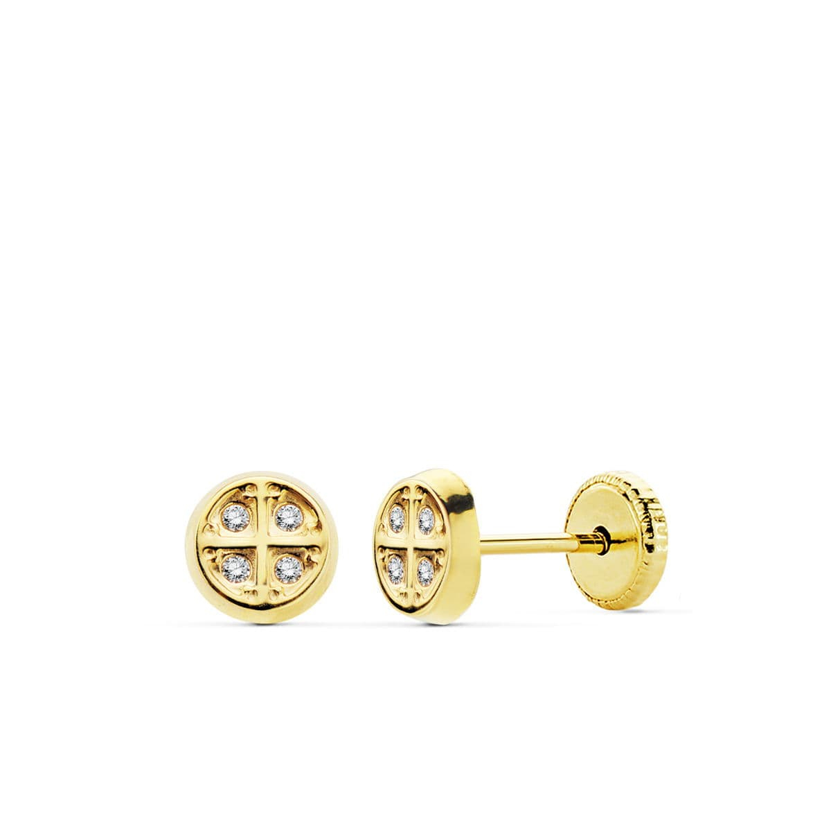 18K PENDIENTES ORO AMARILLO CIRCONITA TUERCA 5.5 MM 0