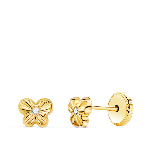 18K PENDIENTES ORO AMARILLO MARIPOSA CON CIRCONITA 5