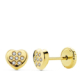 18K PENDIENTES ORO AMARILLO CORAZON CIRCONITA 5X5.5 MM CIERRE TUERCA 0