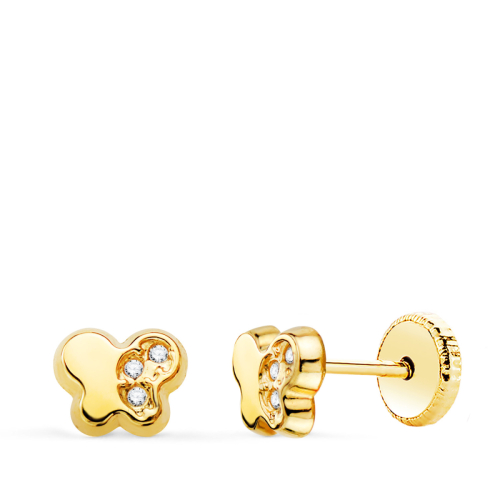 18K PENDIENTES ORO AMARILLO MARIPOSA CON CIRCONITA 5