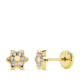 18K PENDIENTES ORO AMARILLO ESTRELLA 5 MM CIRCONITA CIERRE TUERCA 0
