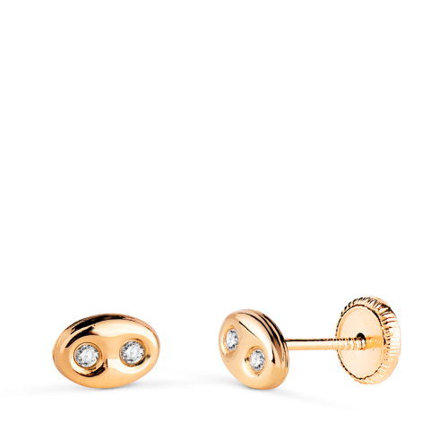 18K PENDIENTES ORO AMARILLO NUDO DE BARCO CON CIRCONITAS. MEDIDA: 6 X 4 MM. CIERRE TUERCA 0