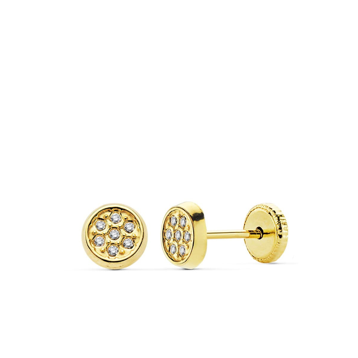 18K PENDIENTES ORO AMARILLO CIRCONITA TUERCA 5.5 MM 0