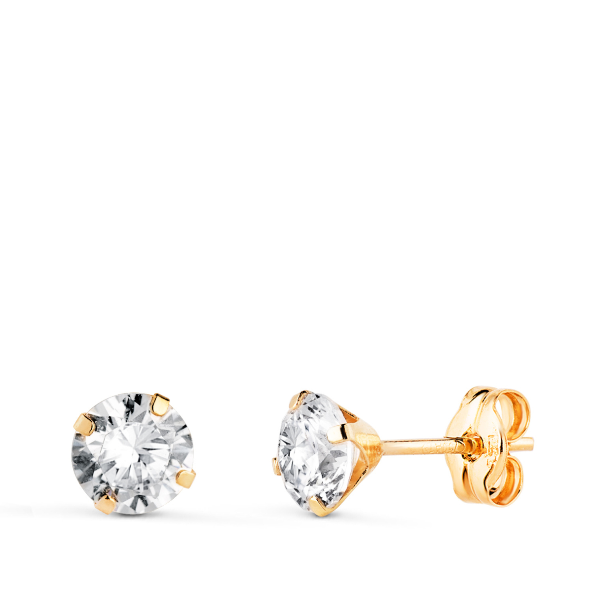 18K PENDIENTES ORO AMARILLO 4 GARRAS CON CIRCONITA. ANCHO: 5 MM CIERRE PRESION 0