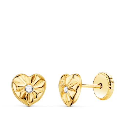 18K PENDIENTES ORO AMARILLO CORAZON CON CIRCONITA 6
