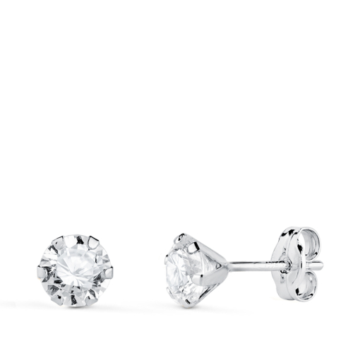 18K PENDIENTES ORO BLANCO 6 GARRAS CON CIRCONITA. ANCHO: 5 MM CIERRE PRESION 0