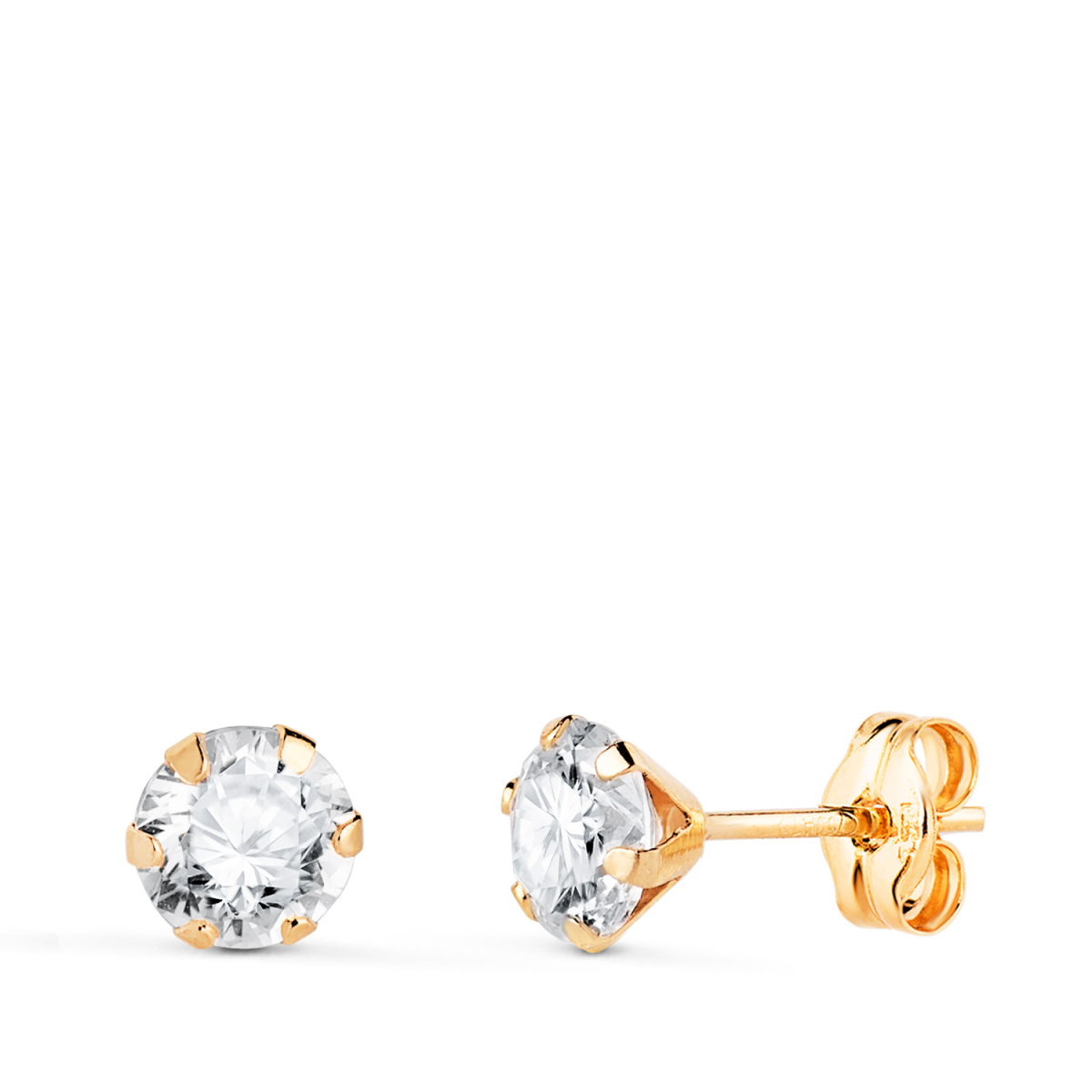 18K PENDIENTES ORO AMARILLO 6 GARRAS CON CIRCONITA. ANCHO: 5 MM CIERRE PRESION 0