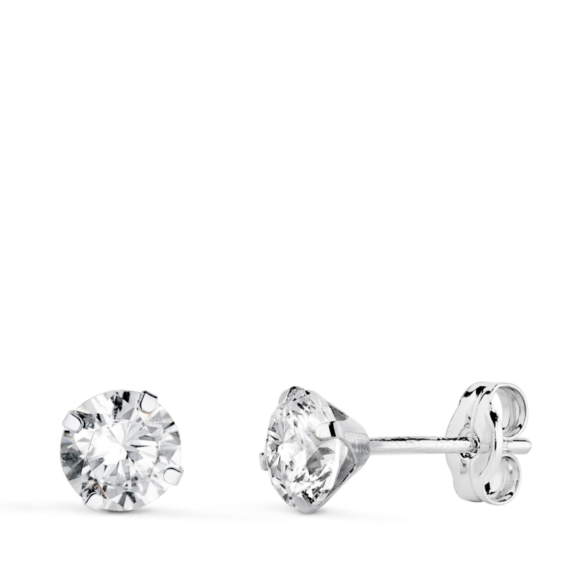 18K PENDIENTES ORO BLANCO 4 GARRAS CON CIRCONITA. ANCHO: 5 MM CIERRE PRESION 0