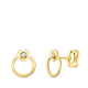 18K PENDIENTES ORO AMARILLO REDONDOS CON CORAZON Y CIRCONITA. CIERRE PRESION 7 X 6 MM 0