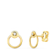 18K PENDIENTES ORO AMARILLO REDONDOS CON CIRCULO Y CIRCONITA. CIERRE PRESION 7 X 6 MM 0