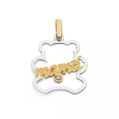 18K COLGANTE BICOLOR OSO. 25X22 MM 1