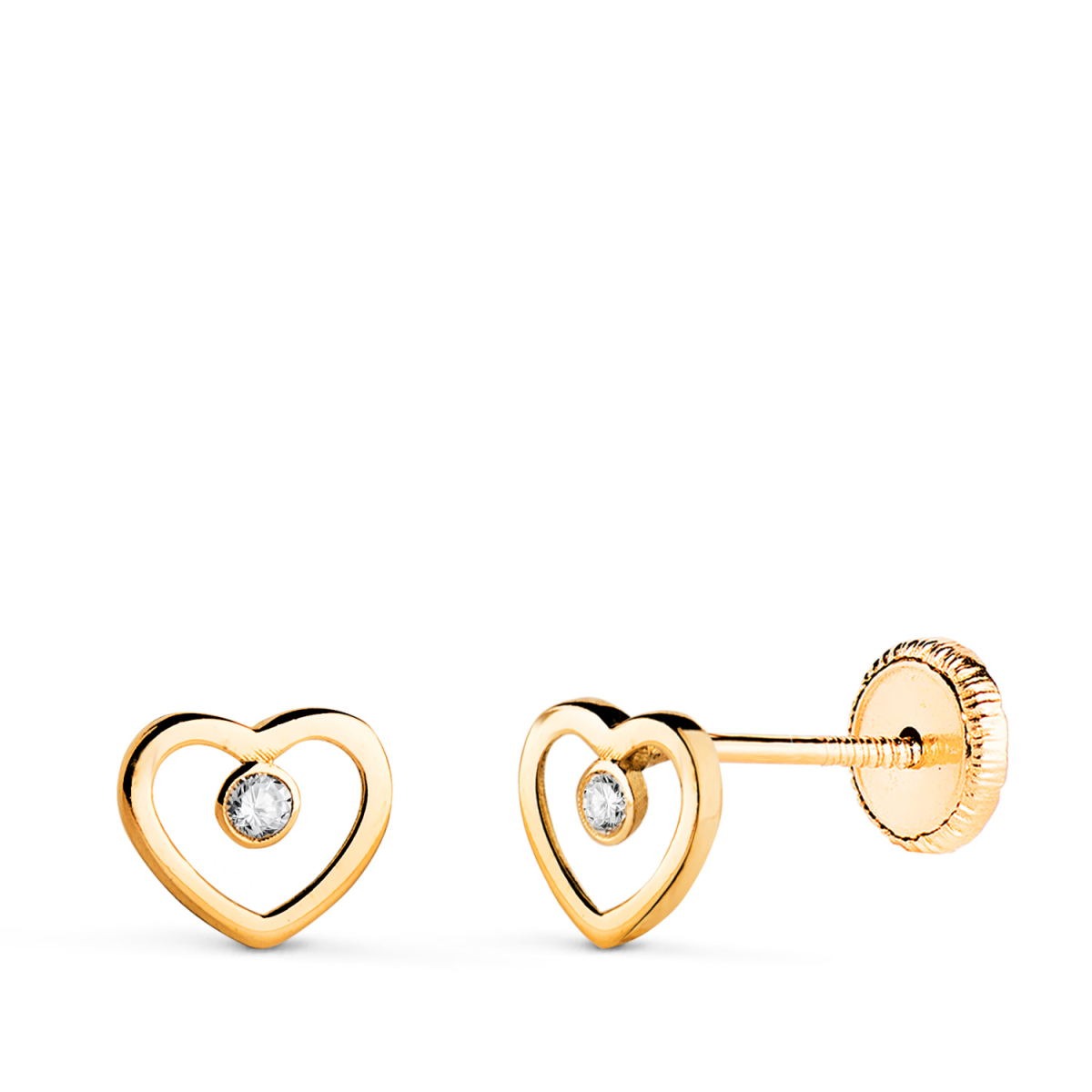 18K PENDIENTES ORO AMARILLO COAZON CALADO CON CIRCONITAS. MEDIDA: 6