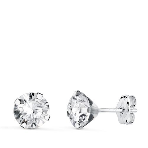 18K PENDIENTES ORO BLANCO 4 GARRAS CON CIRCONITA. ANCHO: 6 MM CIERRE PRESION 0