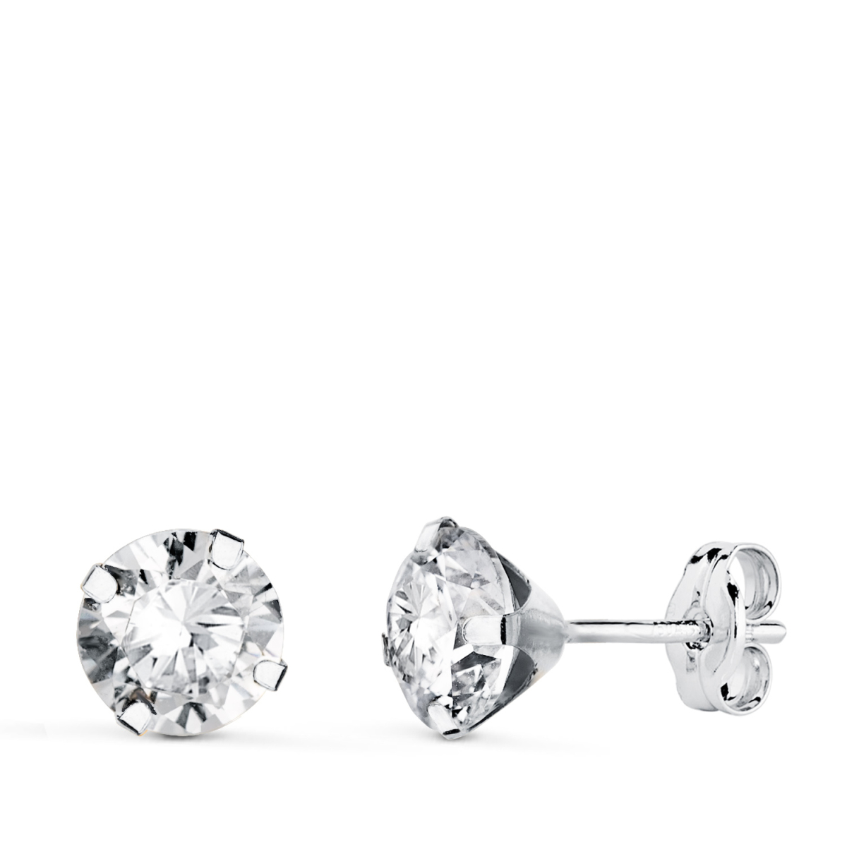 18K PENDIENTES ORO BLANCO 4 GARRAS CON CIRCONITA. ANCHO: 6 MM CIERRE PRESION 0