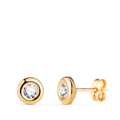 18K PENDIENTES ORO AMARILLO CHATON CON CIRCONITA. MEDIDA: 5