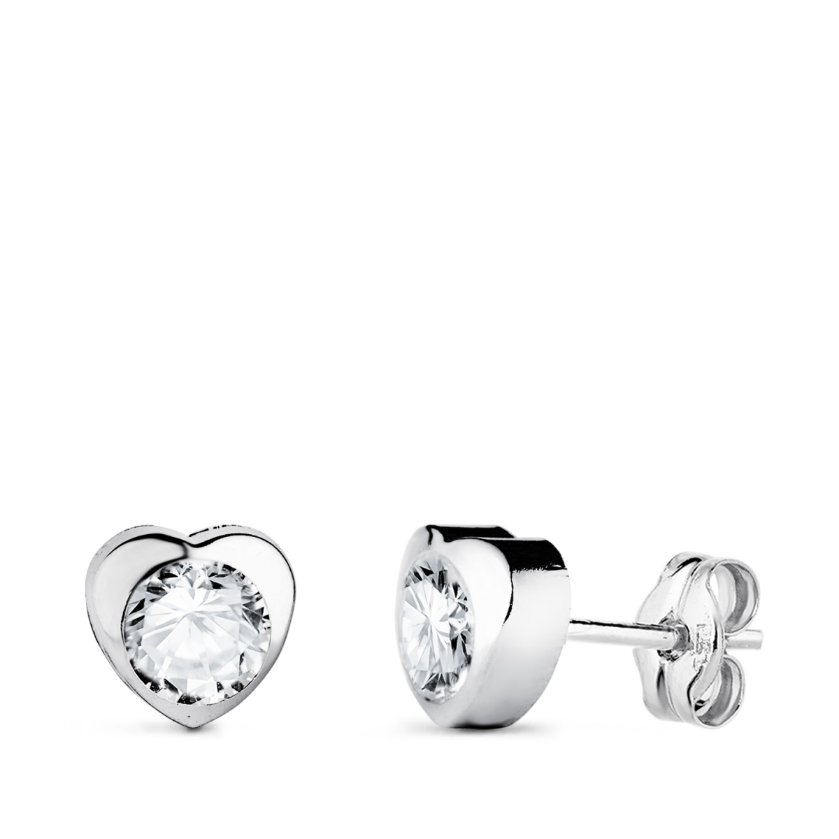 18K PENDIENTES ORO BLANCO CORAZON CON CIRCONITA. MEDIDA: 6 X 6 MM CIERRE PRESION 0