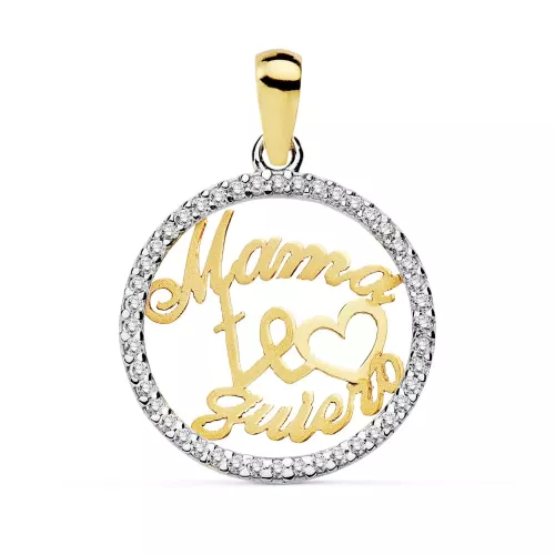 18K COLGANTE MAMA BICOLOR CIRCONITA 16 MM 1
