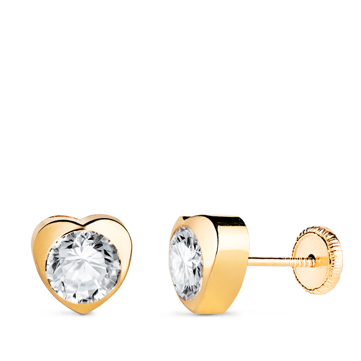 18K PENDIENTES ORO AMARILLO CORAZON CON CIRCONITA. MEDIDA: 7