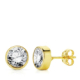 18K PENDIENTES ORO AMARILLO CIRCONITA REDONDOS 6 MM PRESION 0