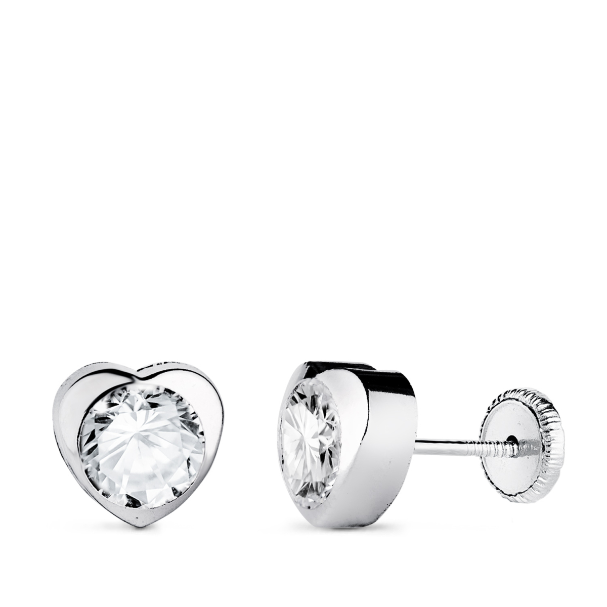 18K PENDIENTES ORO BLANCO CORAZON CON CIRCONITA. MEDIDA: 7