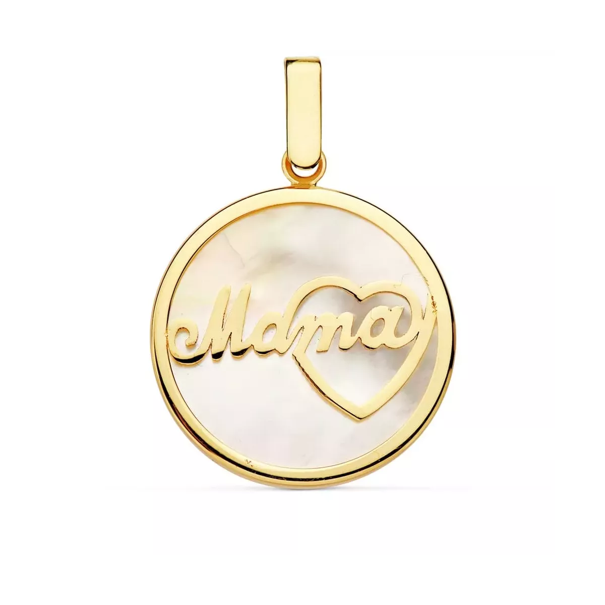 18K COLGANTE ORO AMARILLO NACAR MAMA CORAZON 20 MM 1