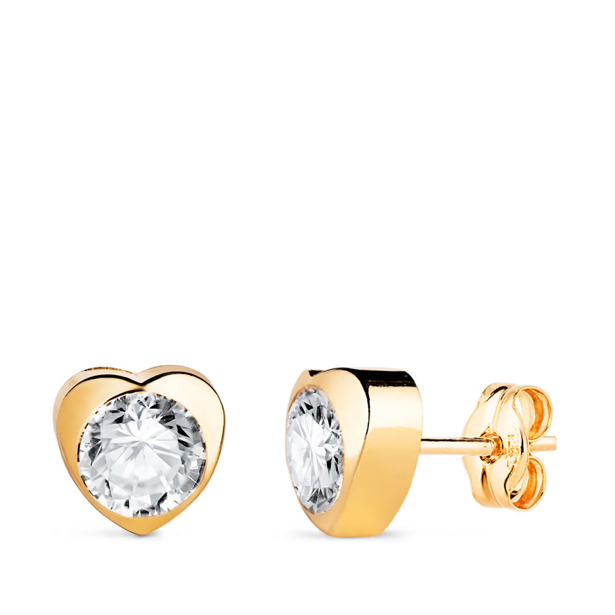 18K PENDIENTES ORO AMARILLO CORAZON CON CIRCONITA. MEDIDA: 7