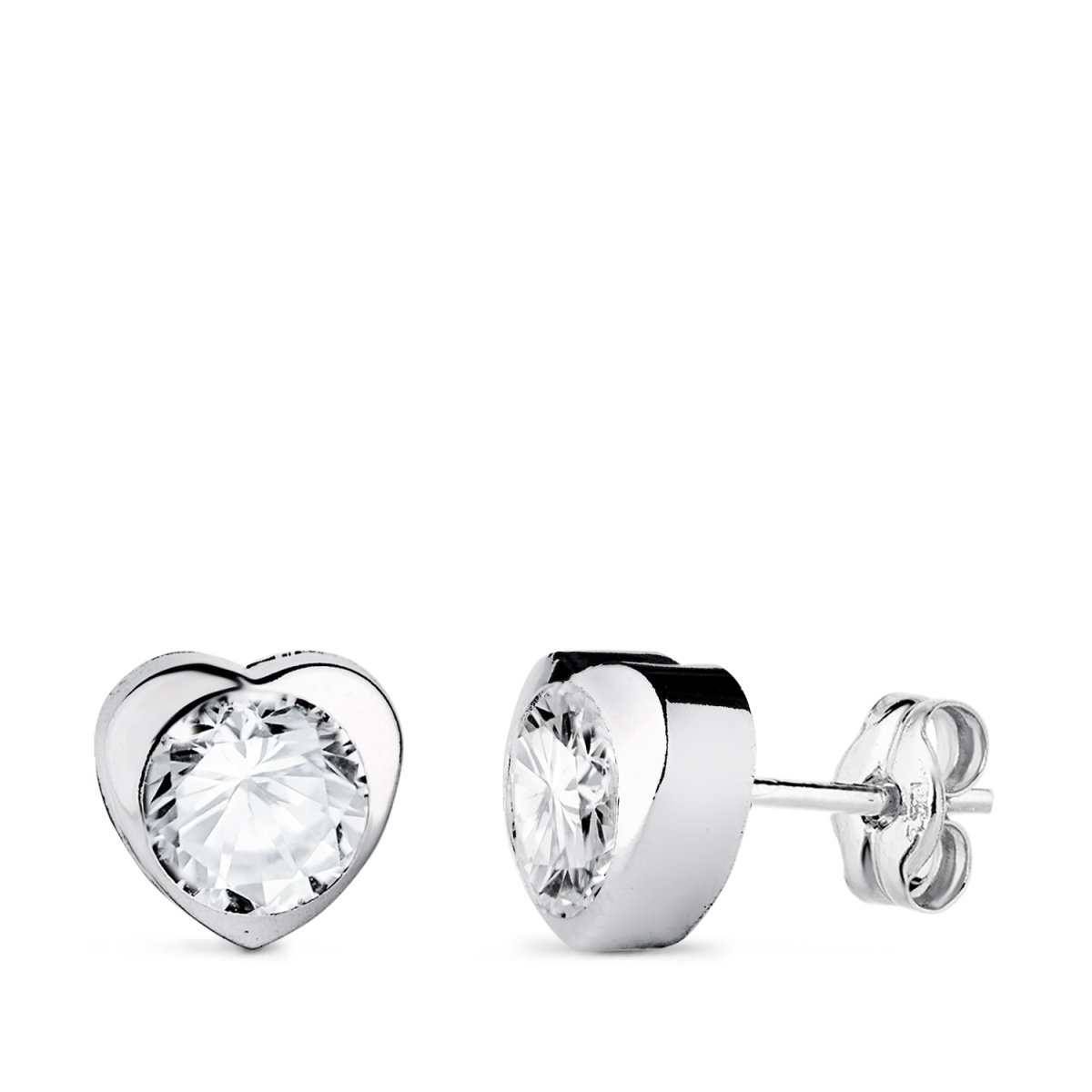 18K PENDIENTES ORO BLANCO CORAZON CON CIRCONITA. MEDIDA: 7