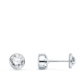 18K PENDIENTES CIRCONITA REDONDOS 7 MM ORO BLANCO CIERRE TUERCA 0