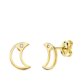 18K PENDIENTES ORO AMARILLO LUNA CIRCONITA 8X6 MM CIERRE PRESION 0