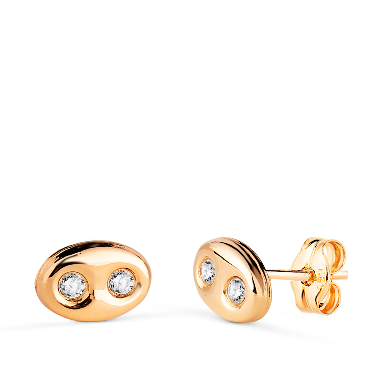 18K PENDIENTES ORO AMARILLO NUDO DE BARCO CON CIRCONITAS. MEDIDA: 8 X 5