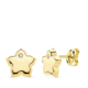 18K PENDIENTES FLOR ORO AMARILLO CIRCONITA 7X7 MM CIERRE PRESION 0