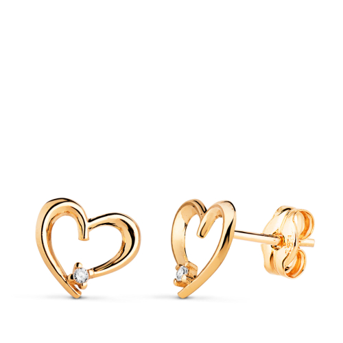 18K PENDIENTES ORO AMARILLO CORAZON CON CIRCONITA. MEDIDA: 9X7 MM. CIERRE PRESION 0