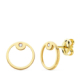 18K PENDIENTES ORO AMARILLO REDONDOS CIRCONITA 8 MM CIERRE PRESION 0