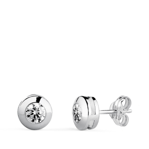 18K PENDIENTES ORO BLANCO CHATON GALERIA CON CIRCONITA. MEDIDA: 6