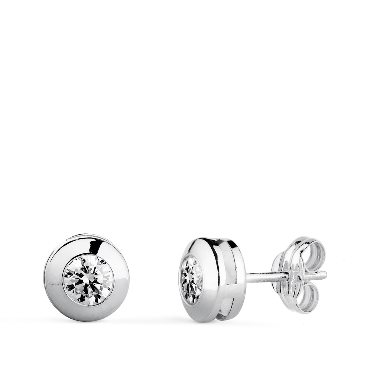 18K PENDIENTES ORO BLANCO CHATON GALERIA CON CIRCONITA. MEDIDA: 6