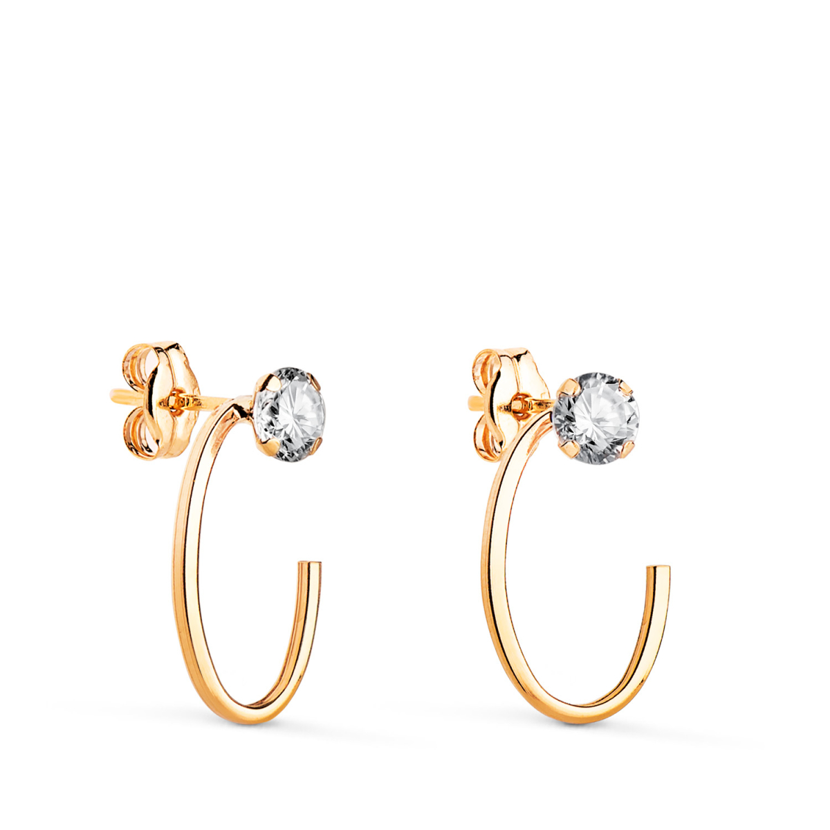 18K PENDIENTES ORO AMARILLO OVAL ABIERTO CON CIRCONITA. MEDIDA: 15 X 9 MM. CIERRE PRESION 0