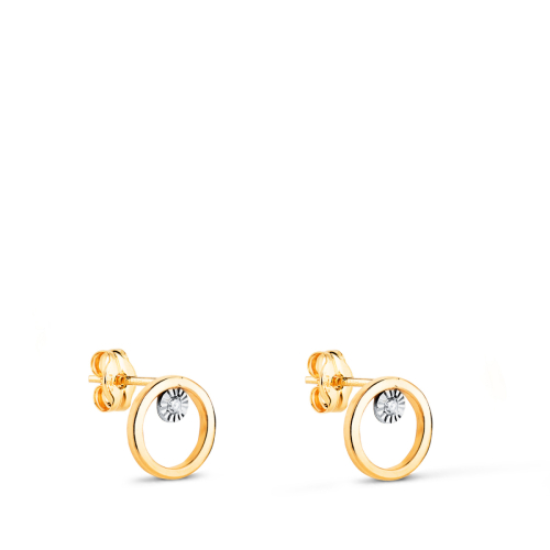 18K PENDIENTES ORO BICOLOR REDONDOS CON CIRCONITAS. MEDIDA: 8 MM. CIERRE PRESION 0