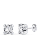 18K PENDIENTES ORO BLANCO CIRCONITA 6MM CON 4 GARRAS. ANCHO: 6