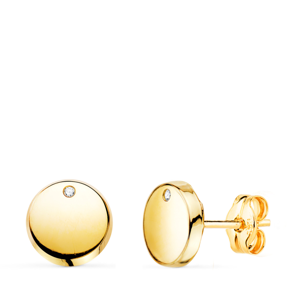 18K PENDIENTES ORO AMARILLO REDONDOS BRILLO CON CIRCONITA 7
