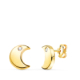 18K PENDIENTES ORO AMARILLO MEDIA LUNA CON CIRCONITA EN BRILLO 9X8 MM. CIERRE PRESION 0