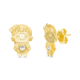18K PENDIENTES ORO AMARILLO NENA 11X7 MM CON CIRCONITA CIERRE PRESION 0