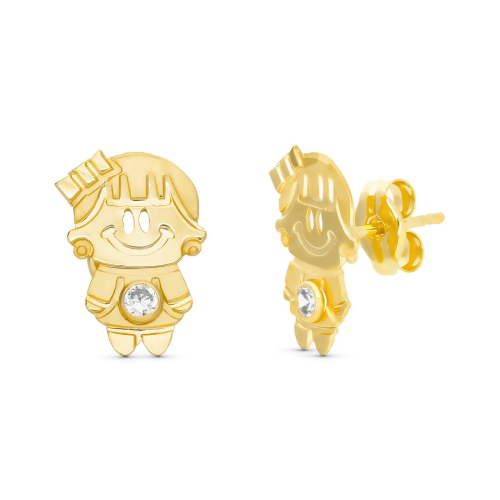 18K PENDIENTES ORO AMARILLO NENA 11X7 MM CON CIRCONITA CIERRE PRESION 0